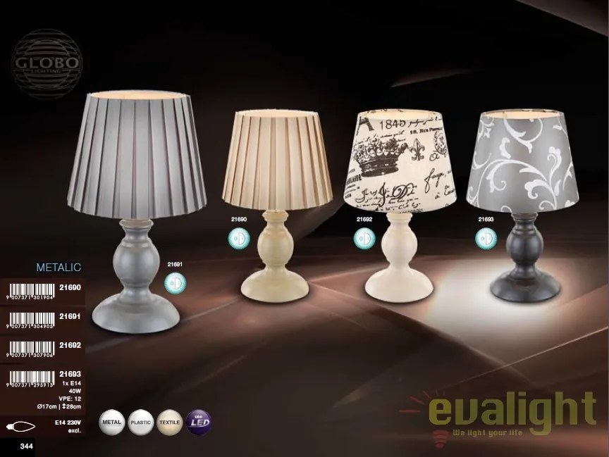 Veioza / Lampa de masa cu design modern, Metalic 21692 GL