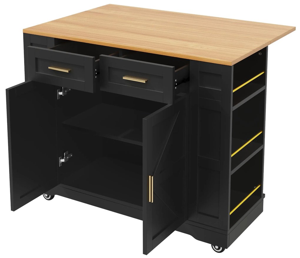 Insulă de bucătărie modernă cu blat reglabil, Negru | Aosom Romania