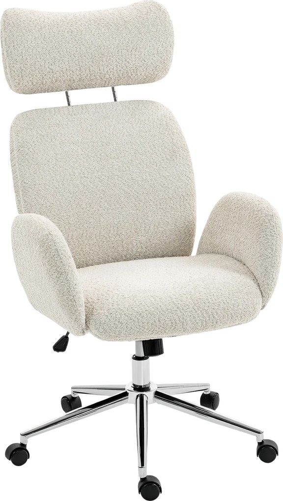 HOMCOM Scaun birou ergonomic, fotoliu de birou pivotant, înălțime reglabilă, tetieră reglabilă, funcție înclinare, gri | Aosom Romania