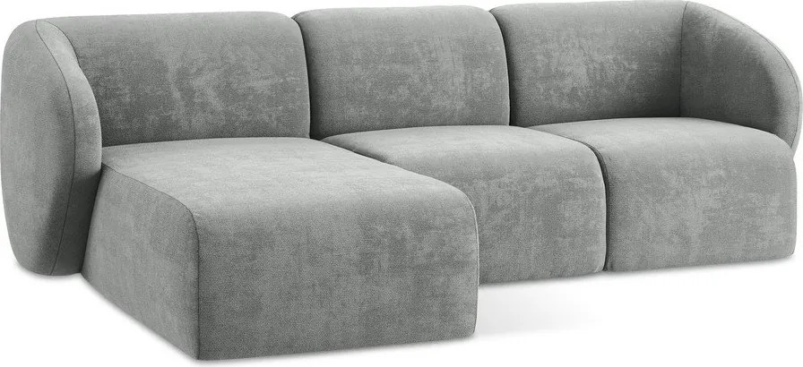 Colțar gri cu tapițerie din chenille (cu colț pe partea stângă/cu șezlong) Lani – Makamii