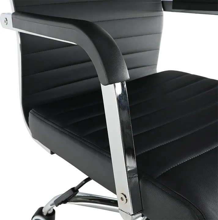 Scaun de birou, piele eco/metal, negru/crom, FARAN