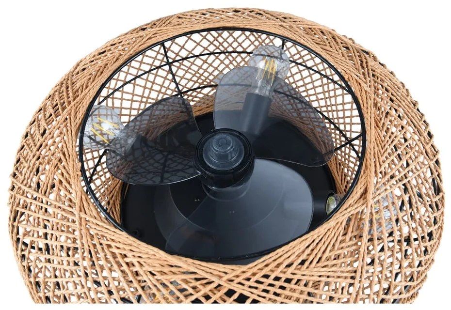 Plafonieră maro cu control prin telecomandă, cu ventilator Lillesand – Trio