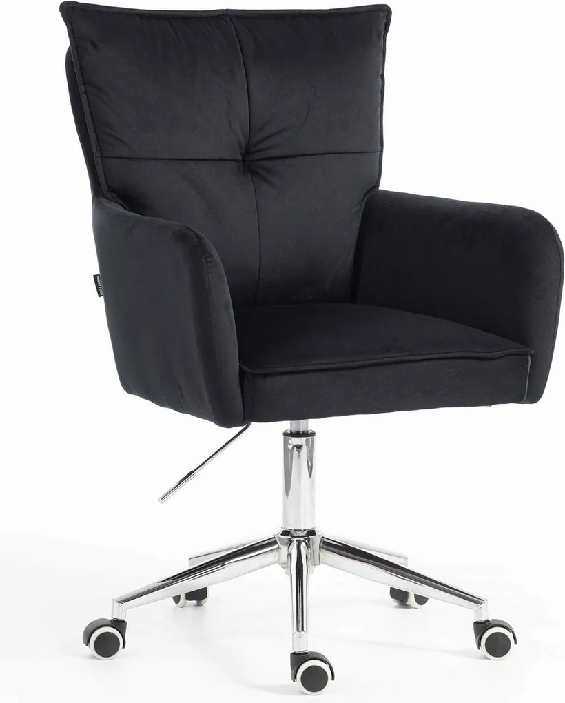HR250K Scaun Catifea Neagră Bază Cromata