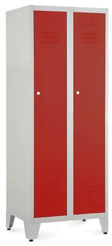 Dulap metalic, 60 x 50 x 161,5 cm, picioare reglabile, încuietoare cilindrică, roșu - ral 3000