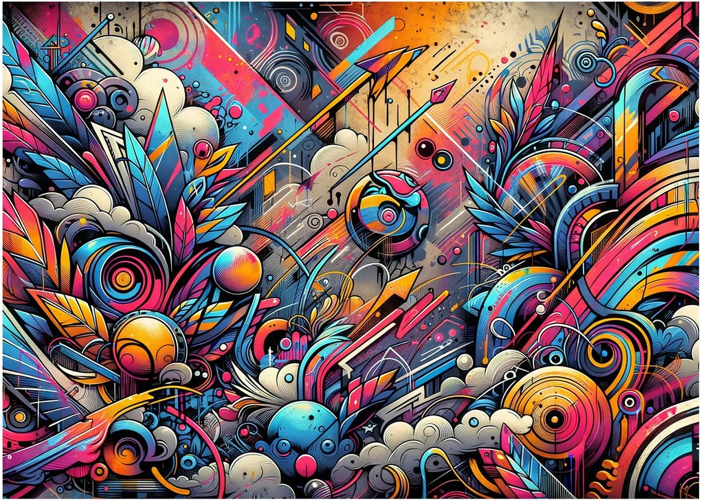 Tablou pe sticlă - Graffiti multicolor (70x50 cm)