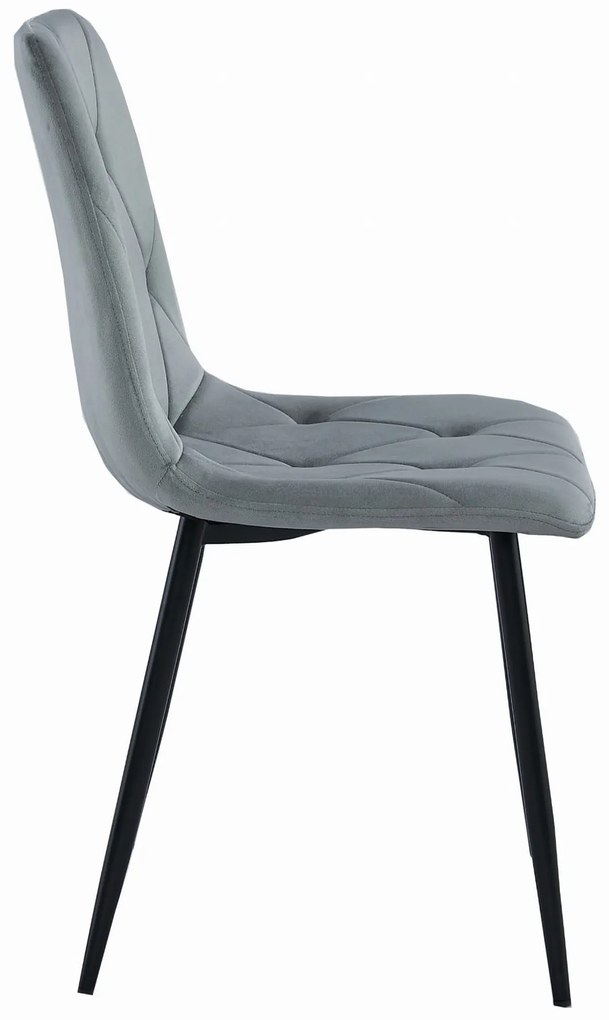 Scaun de dining din catifea gri LIBRA cu picioare negre