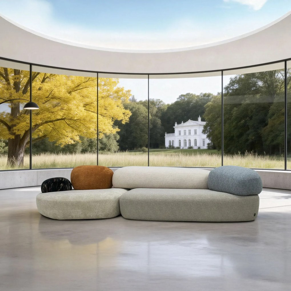 Canapea semirotunda dumonde cu șezut confortabil din spumă HR Ambra 390x150 cm