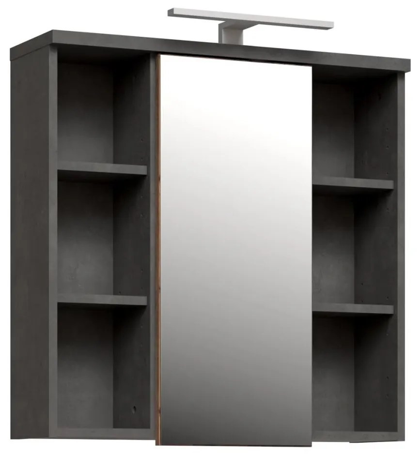 Dulap de baie suspendat cu oglindă VENOM, antracit/maro