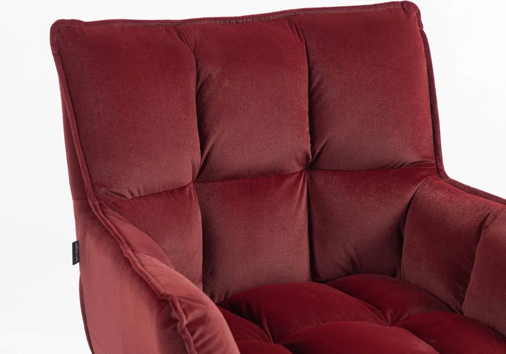 HR560K Scaun Catifea Bordo Merlot cu Bază Neagră