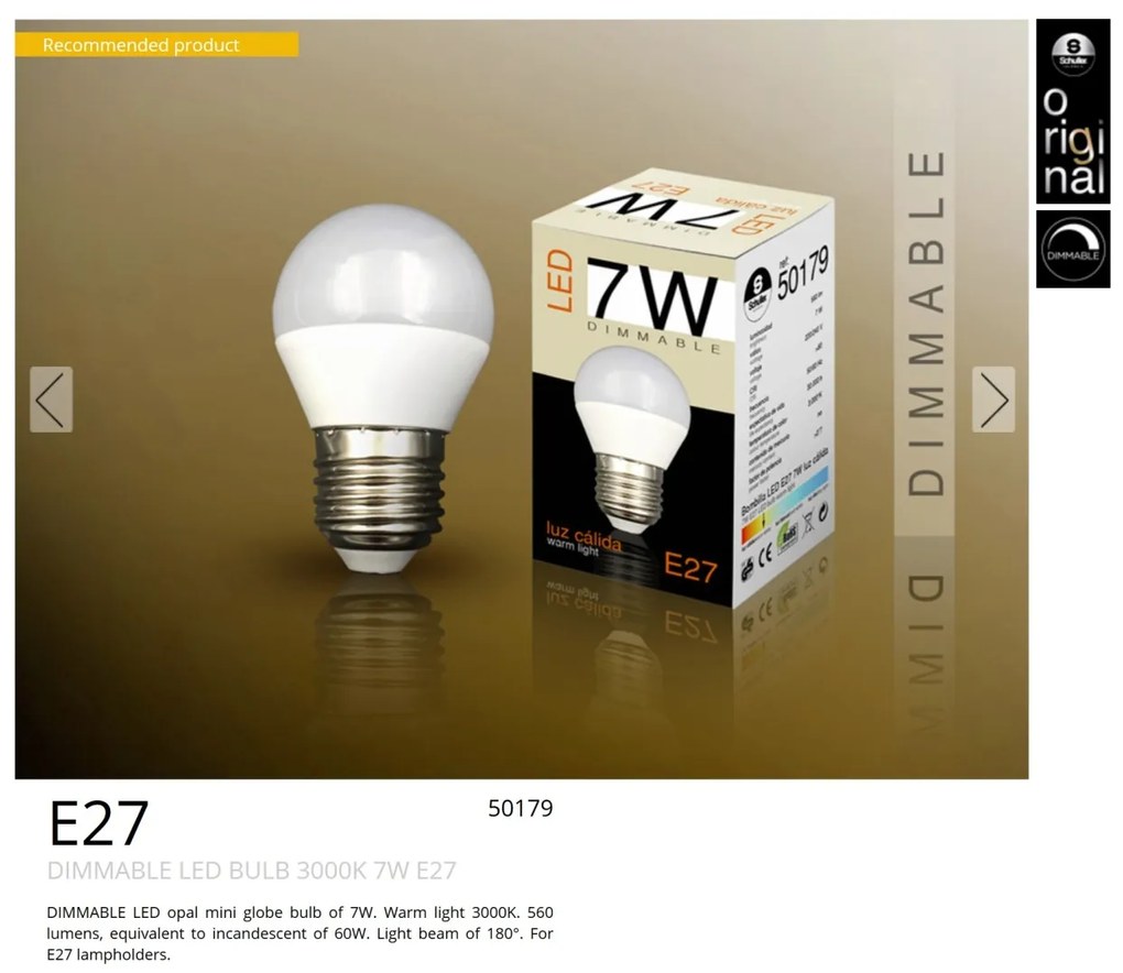 Bec LED E27 DIMABIL, 7W 3000K lumina calda Globe opal SV-50179