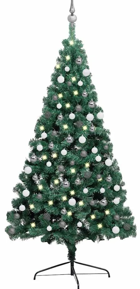 vidaXL Brad Crăciun artificial pre-iluminat set globuri verde 120 cm