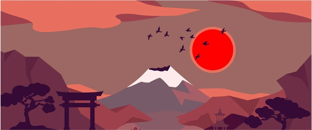 Tablou - Ilustrație a Muntelui Fuji (120x50 cm)
