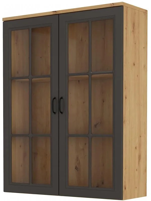 Vitrină (Suprastructură) Flaminia 2D (stejar artisan + grafit). 1035361