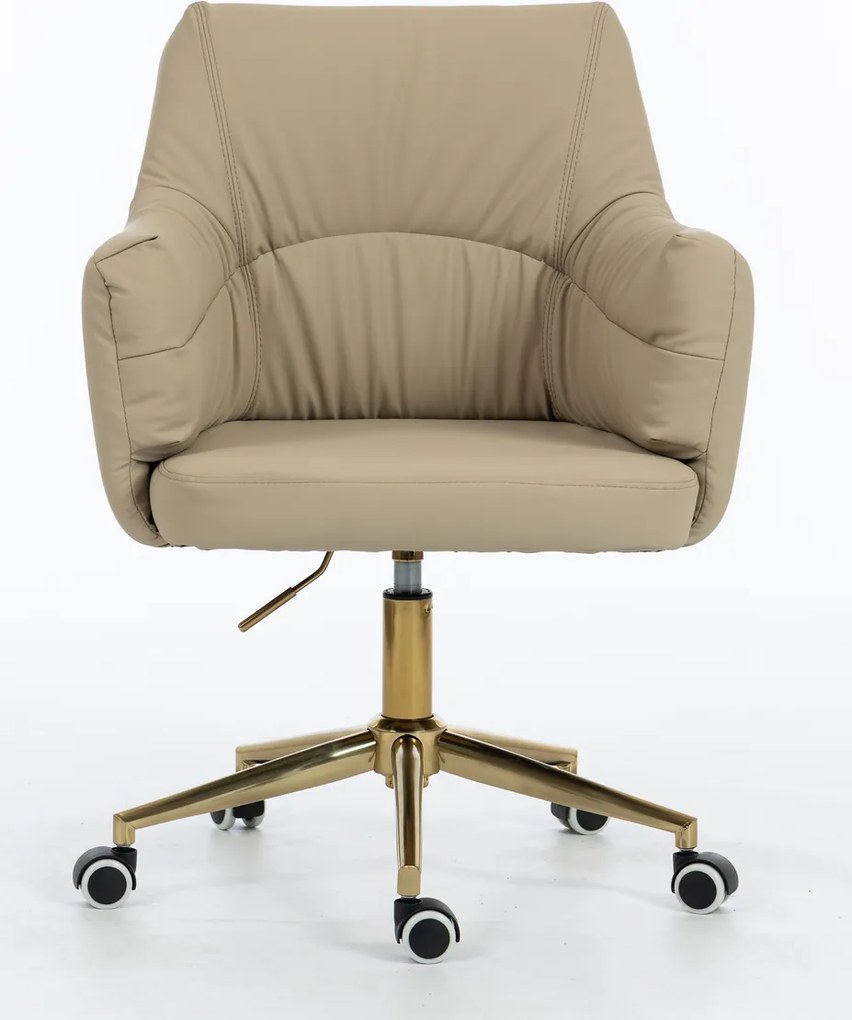 HR840K Scaun Crem Piele Ecologica Premium Soft cu Bază Aurie