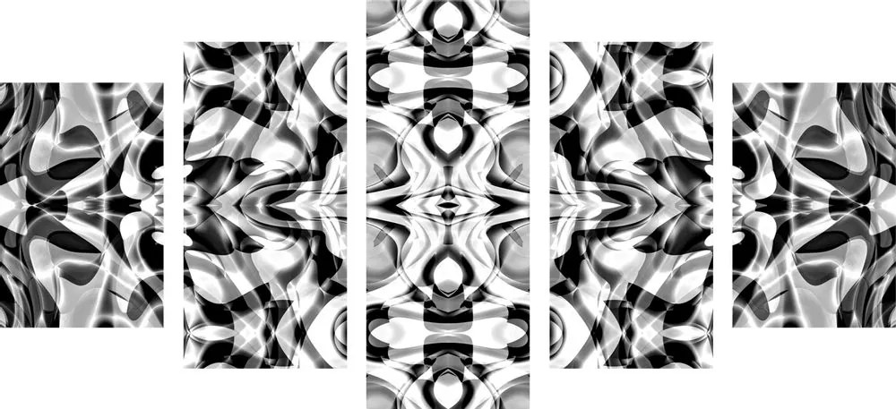 Tablou 5-piese abstractizare în design alb-negru