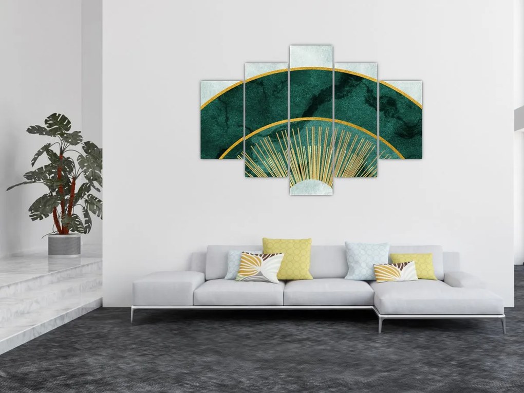 Tablou - Forme cu texturi aurii (150x105 cm)