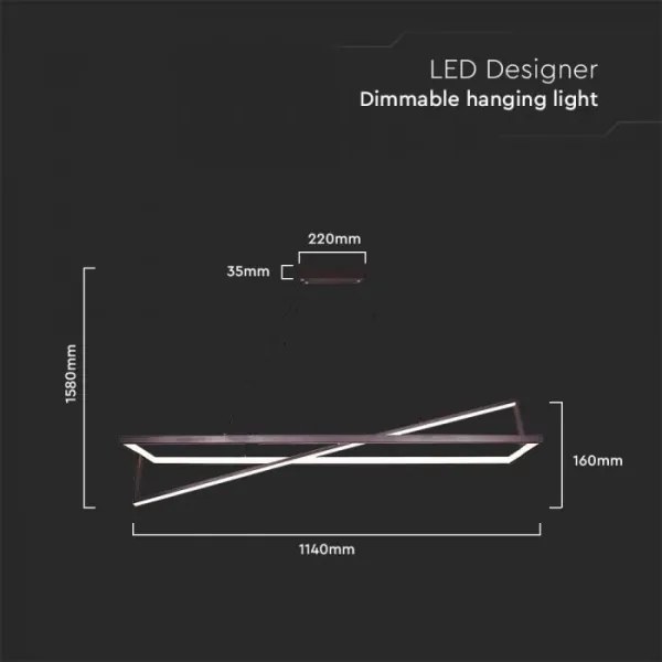 Lustră LED dimabilă pe cablu LED/45W/230V 3000K 114 cm negru