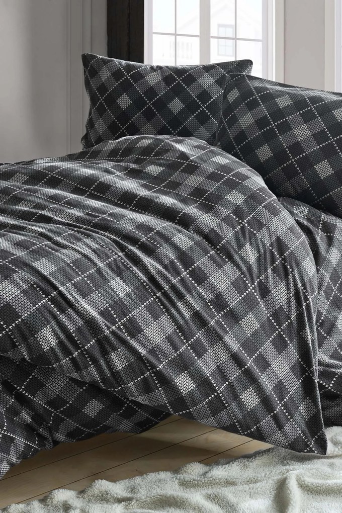 Lenjerie de pat de lux din flanelă Ask negru 220x200 cm