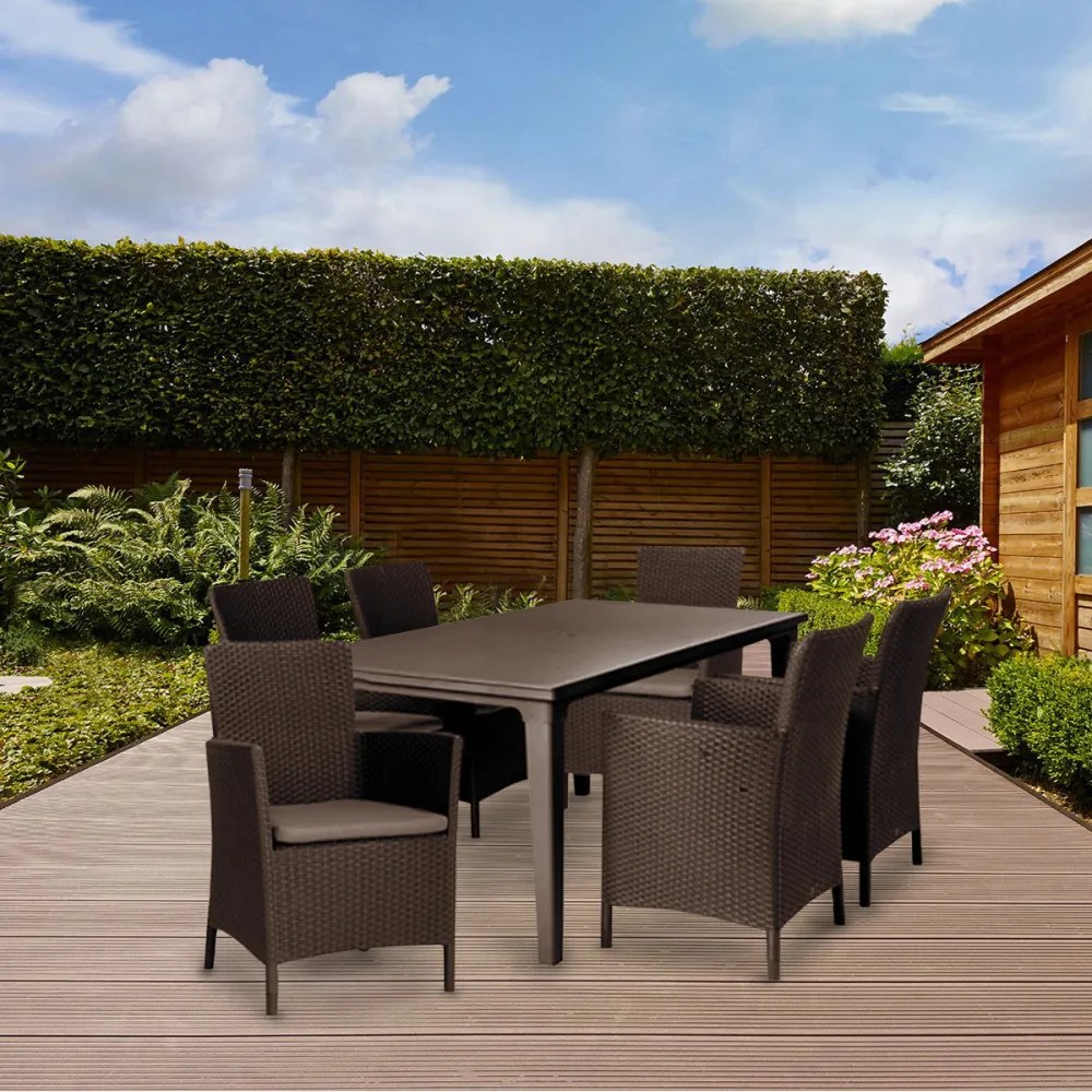 Set de mobilier de grădină Futura 6+1 maro