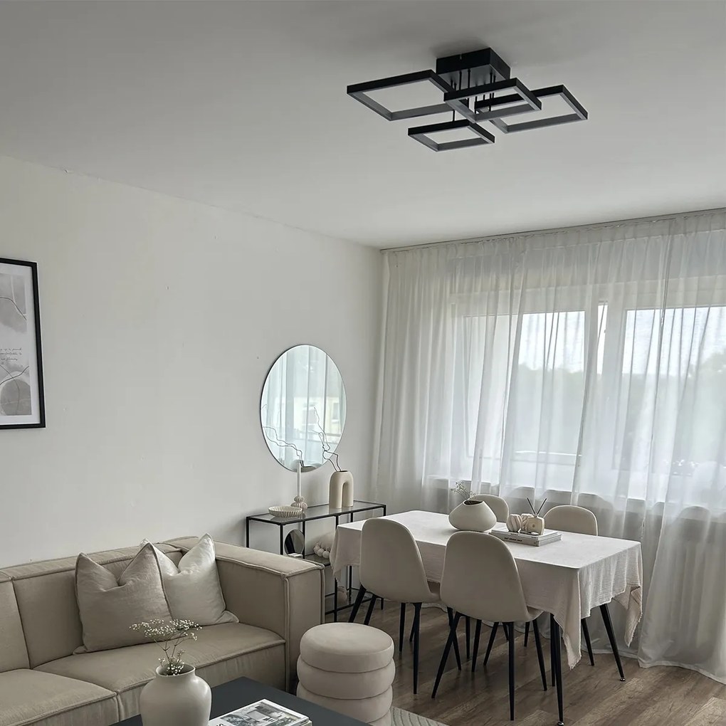 Plafoniera neagra cu LED integrat, cu dimmer in 3 trepte, cu 4 lumini - Lejo