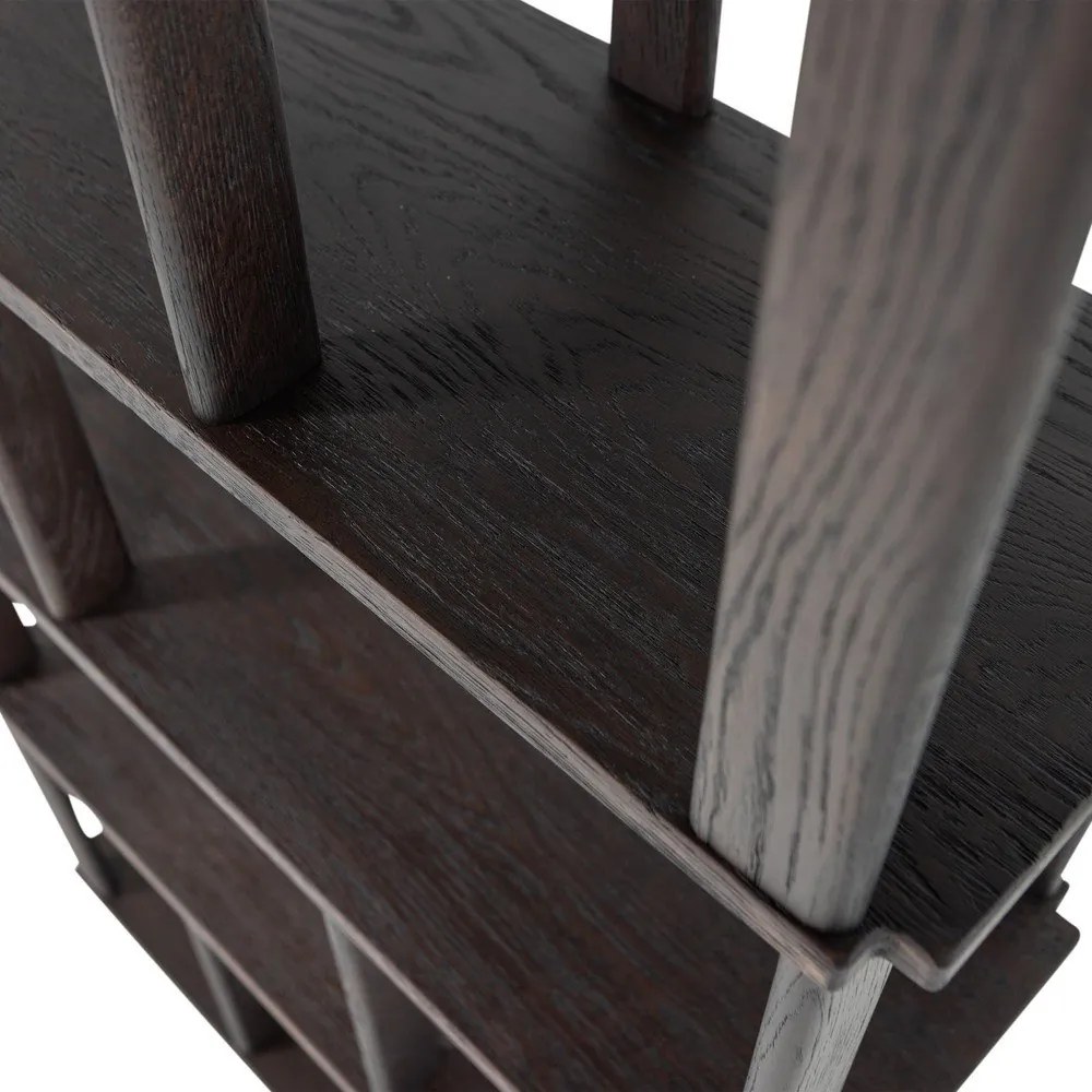 Bibliotecă maro închis din lemn de stejar 90x186x30 cm Riss – WOOOD