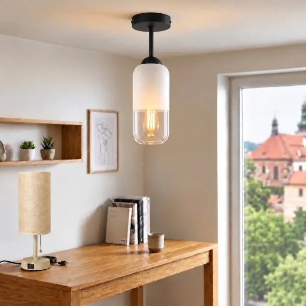 BRILAGI - Lustră LED aplicată RETRO GLASS 1xE27/60W/230V Ø 14 cm negru/alb