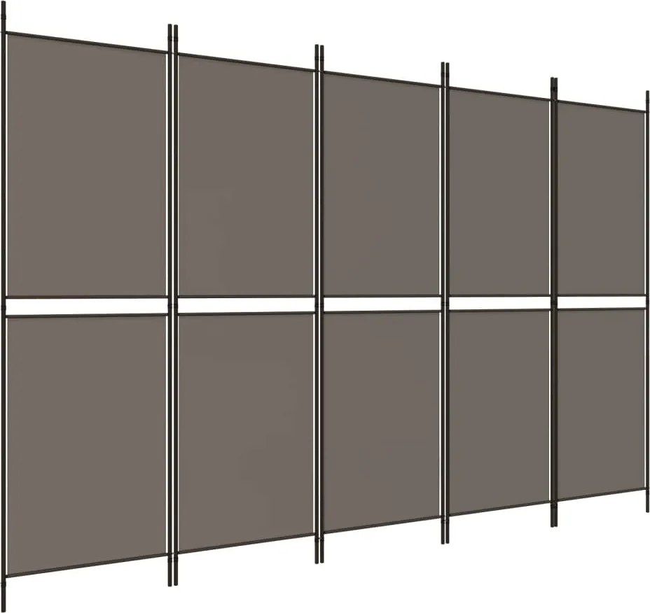 vidaXL Paravan de cameră cu 5 panouri, antracit, 250 x 220 cm, textil