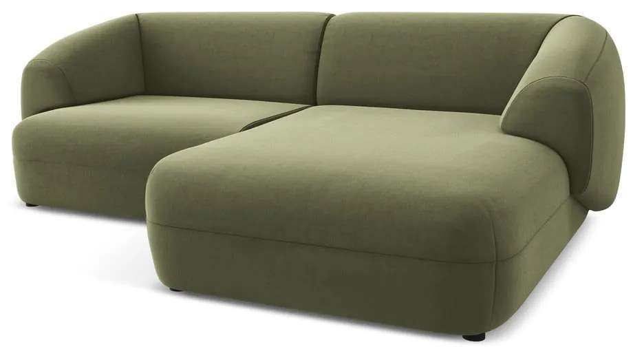 Colțar verde cu tapițerie din catifea (cu colț pe partea dreaptă) Moana – Makamii