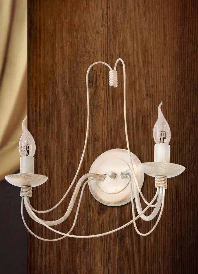Aplica de perete design rustic cu 2 brate Vela, ivory