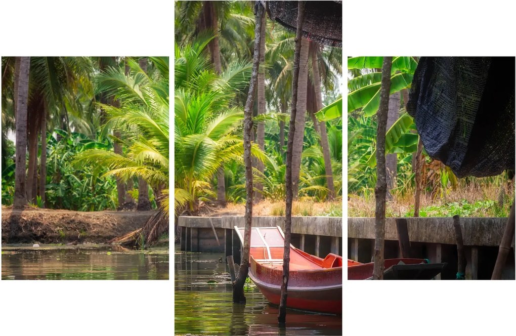 Tablou - Nava din lemn în canal , Thailand (90x60 cm)