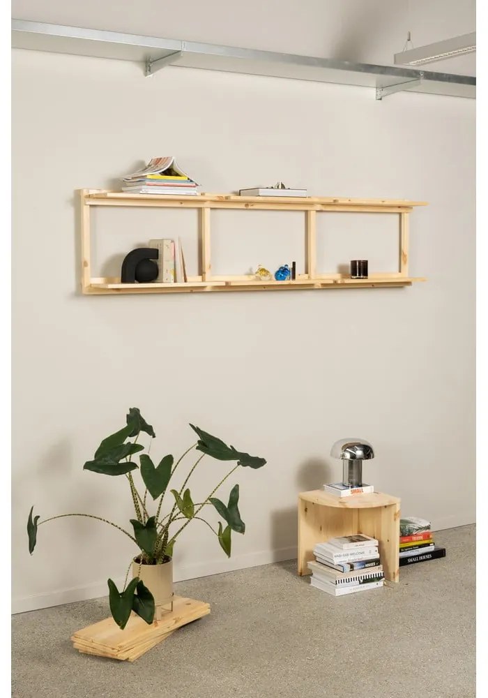 Bibliotecă de perete în culoare naturală din lemn de pin 192x47,5 cm Groove – Karup Design