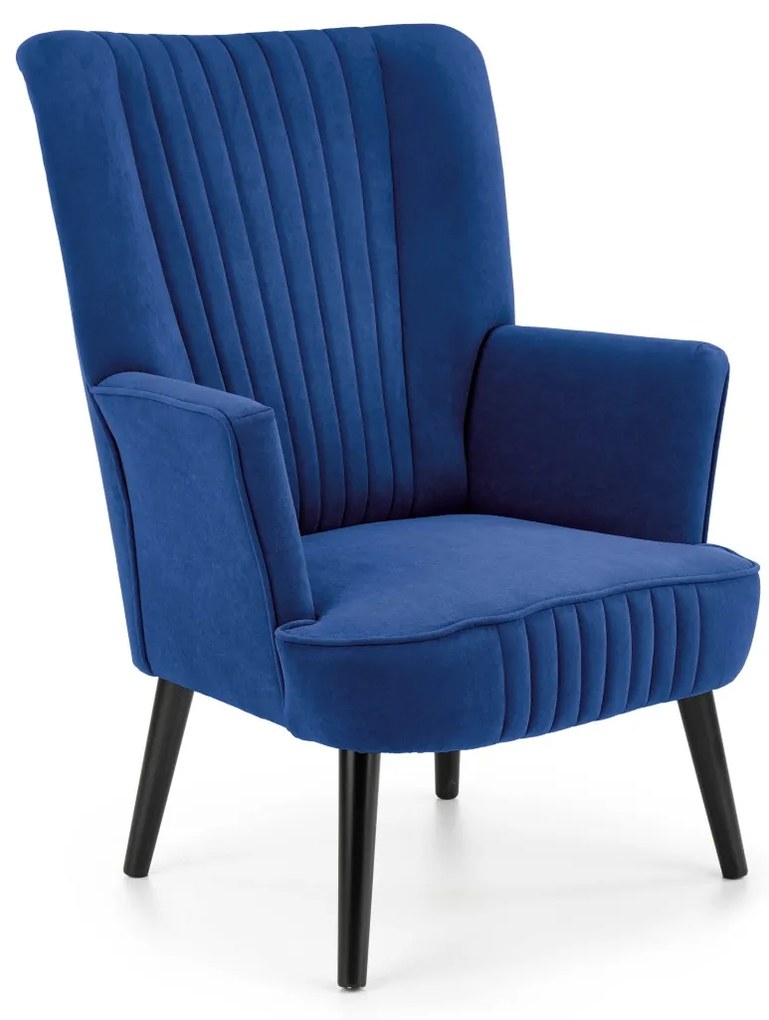 Fotoliu tapitat Delgado velvet bleumarin – H100 cm