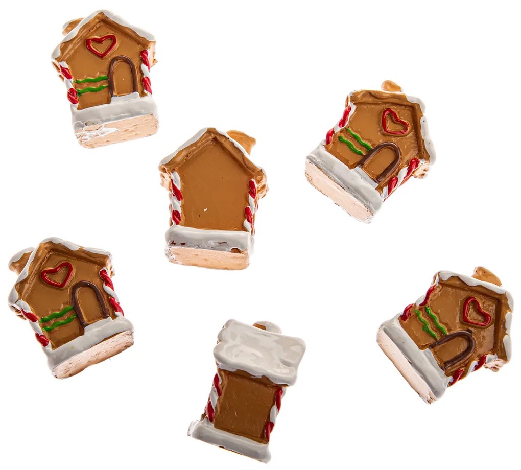 Set de decorațiuni de Crăciun „Căsuță”, 6 bucăți,poliresină