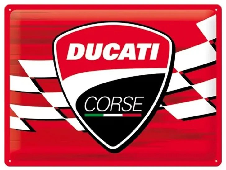 Placă metalică Ducati Corse - Logo Racing Flag