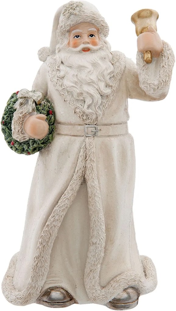 Figurina Mos Craciun Clayre polirasina alba 9 cm x 8 cm x 19 cm