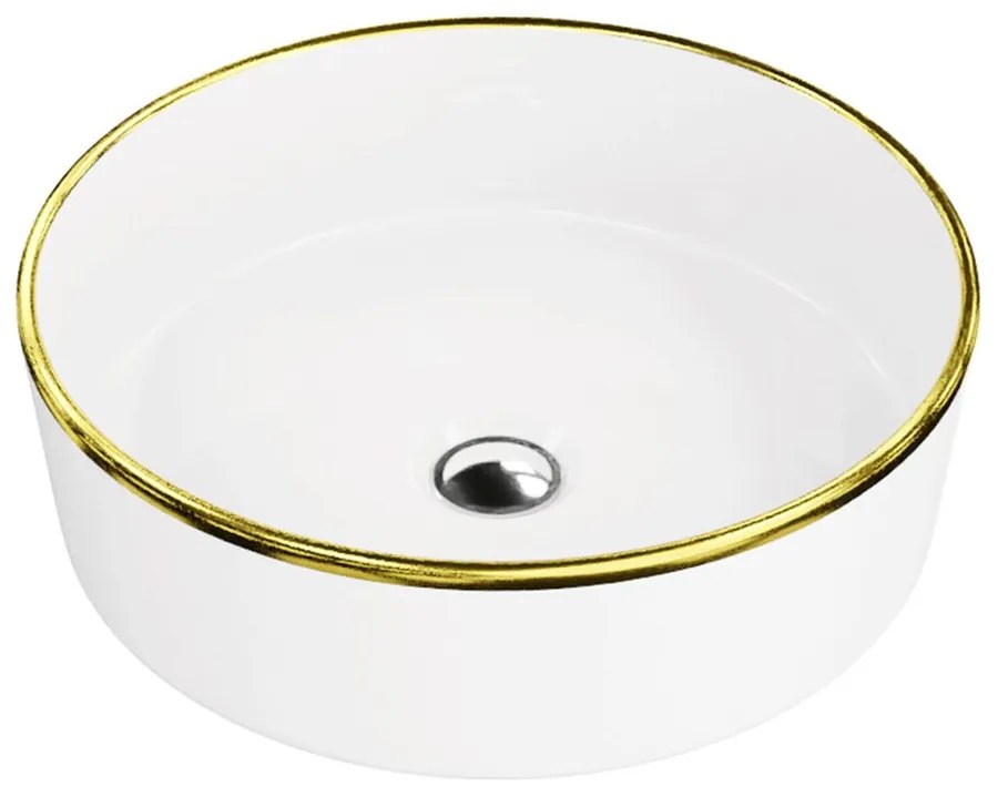 Lavoar pe blat Rune Thora rotund 37 cm alb-auriu lucios