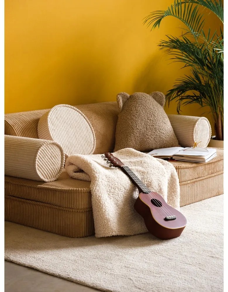 Canapea pentru copii maro cu tapițerie din catifea reiată 132 cm Settee – Wigiwama