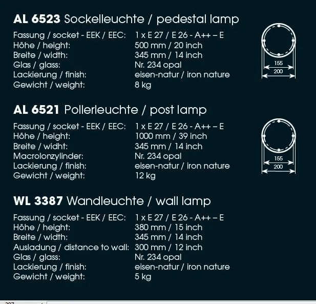 Aplica iluminat exterior din fier forjat, WL 3387