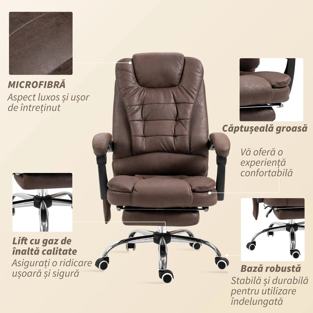 Vinsetto Scaun Birou Masaj – inclinabil, incalzire & 6 Vibratii | Aosom Romania
