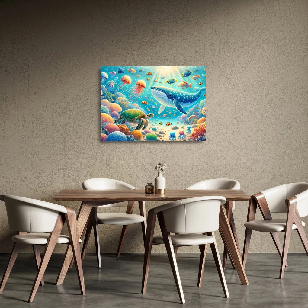 Tablou pe sticlă - Lumea sub apă (70x50 cm)
