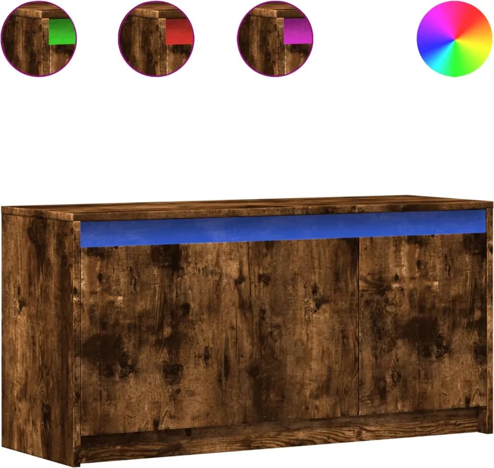 vidaXL Dulap TV cu LED, stejar fumuriu, 100x34x50 cm, lemn prelucrat