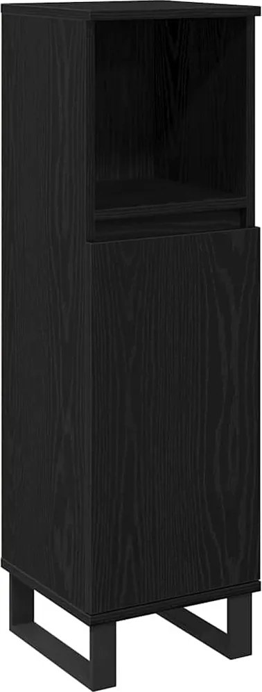 vidaXL Dulap de Baie Stejar Negru 30 x 30 x 100 cm Lemn compozit