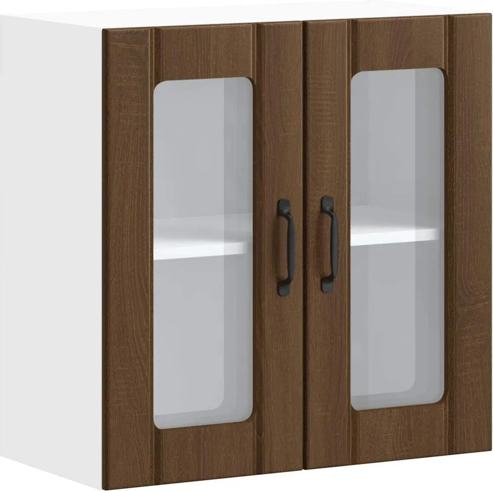 vidaXL Dulap de bucătărie cu ușă din sticlă "Lucca" lemn stejar maro