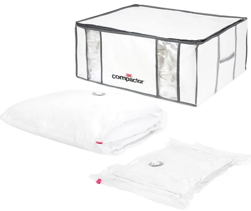 Cutie de depozitare pentru haine din material textil cu vacuum/cu pereți întăriți 65x45x26,5 cm Life – Compactor