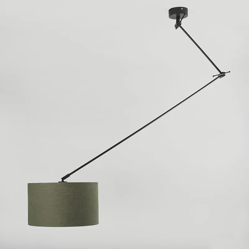Lampă suspendată neagră cu abajur 35 cm verde reglabil - Blitz