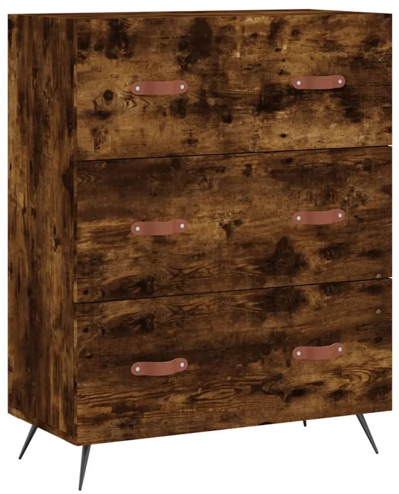 827825 vidaXL Comodă cu sertare, stejar afumat, 69,5x34x90 cm, lemn prelucrat