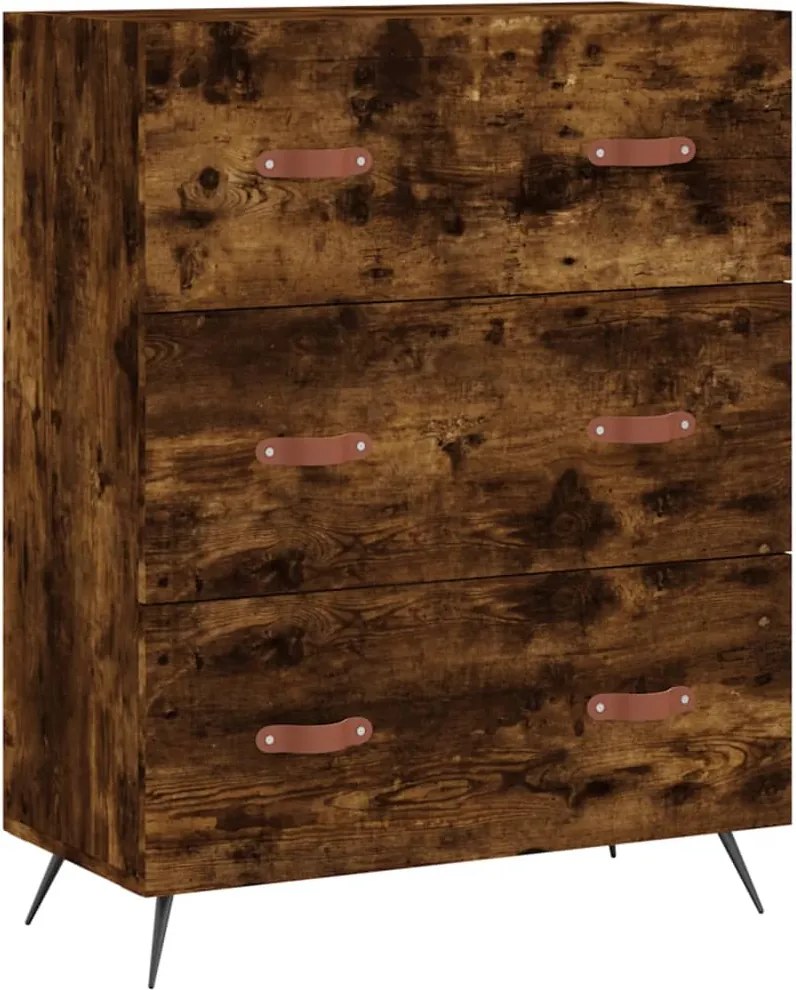 vidaXL Comodă cu sertare, stejar afumat, 69,5x34x90 cm, lemn prelucrat