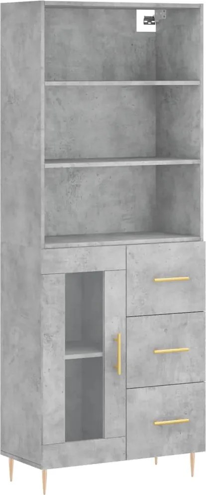 vidaXL Dulap înalt, gri beton, 69,5x34x180, lemn compozit
