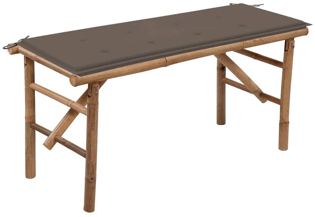 vidaXL Bancă de grădină pliabilă cu pernă, 118 cm, bambus
