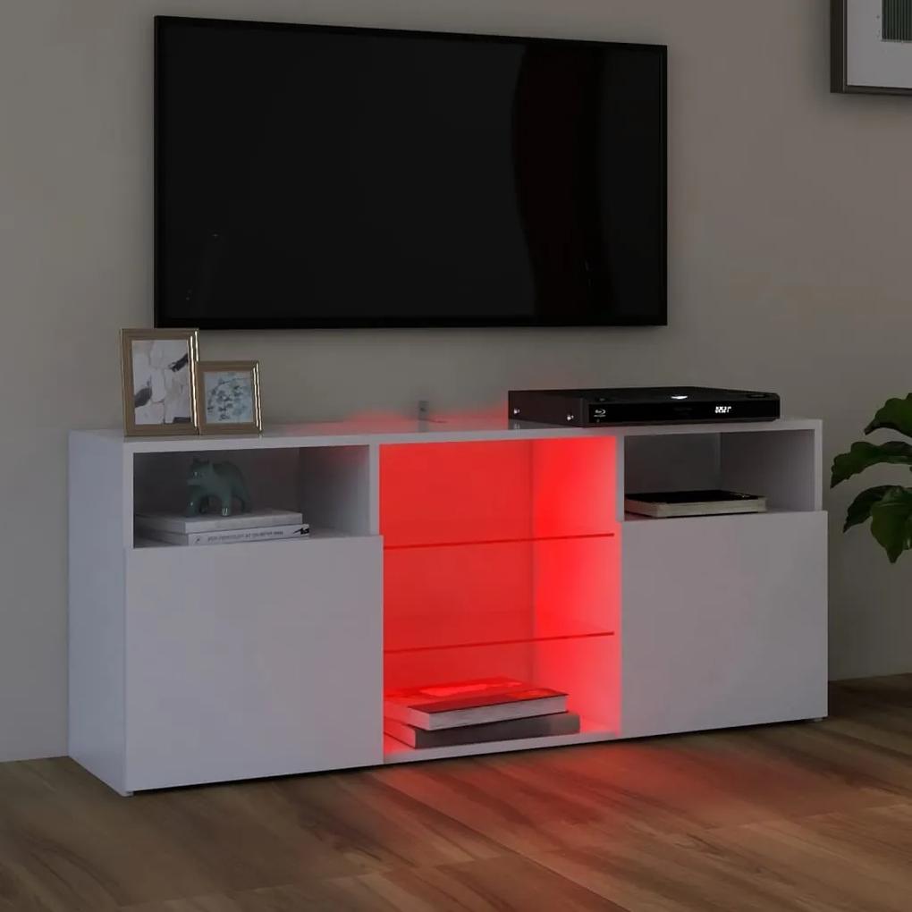 Comoda TV cu lumini LED, alb extralucios, 120x30x50 cm 1, Alb
